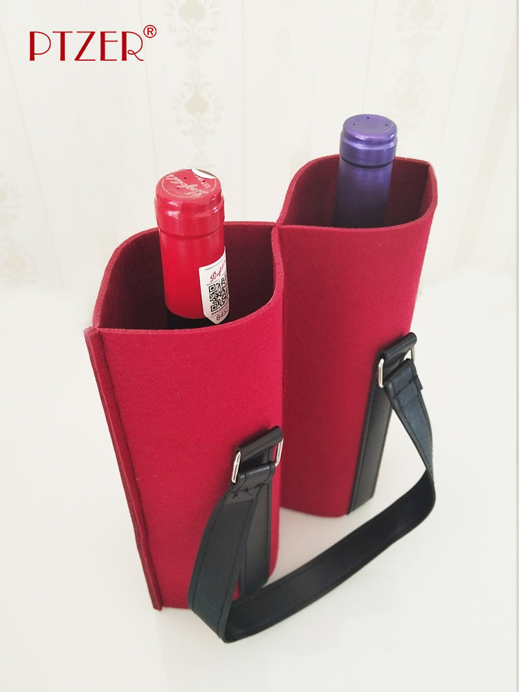 PTZER Wine Bag Double Wine Bottles Gift Bag Three Colors Option