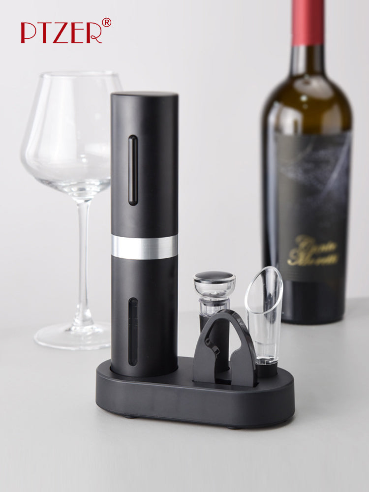 PTZER Rechargeable Electric Wine Bottle Opener with Set Base, Stopper, Aerator and Foil Cutter