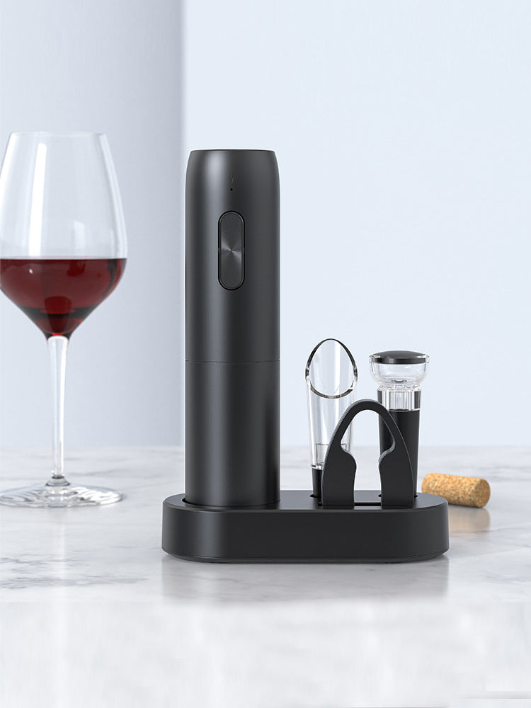 PTZER Rechargeable Electric Wine Bottle Opener with Set Base, Stopper, Aerator and Foil Cutter