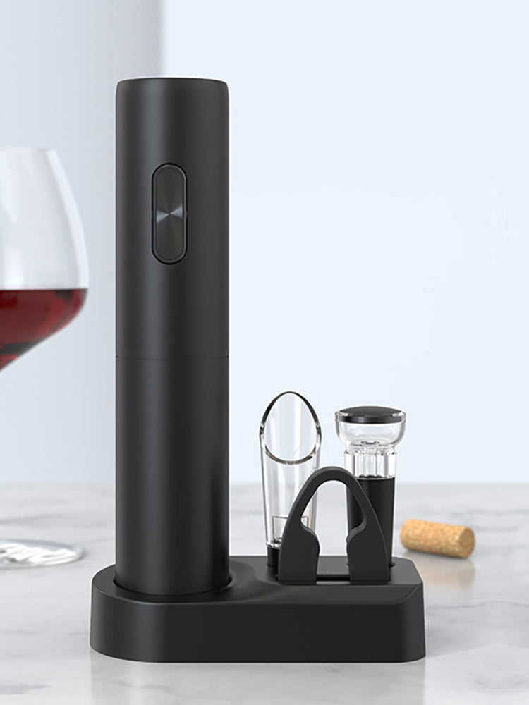 PTZER Electric Wine Bottle Opener with Set Base, Stopper, Aerator and Foil Cutter, Battery Version