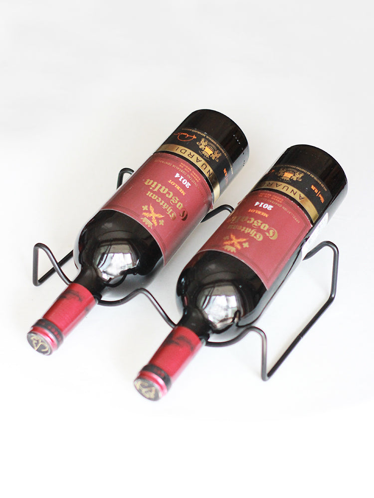 PTZER鐵藝兩瓶紅酒架便攜臥放設計,黑色(Iron Two-Bottle Wine Rack)