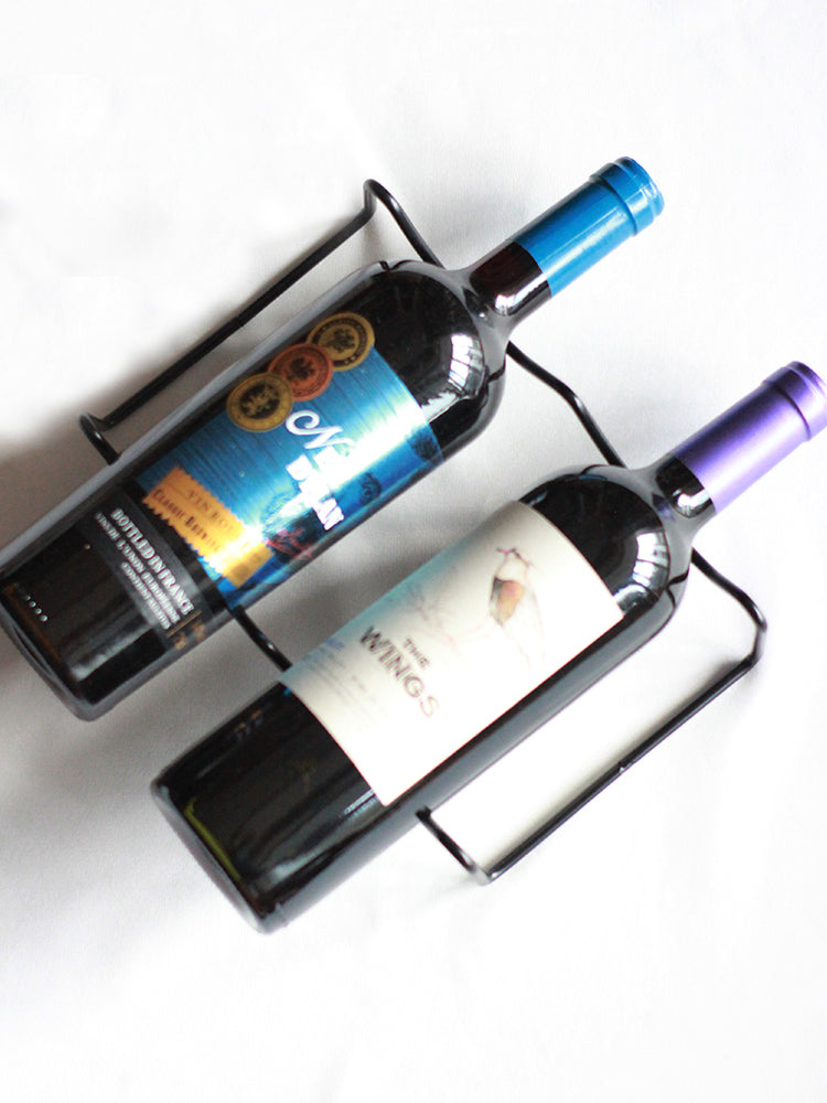 PTZER鐵藝兩瓶紅酒架便攜臥放設計,黑色(Iron Two-Bottle Wine Rack)