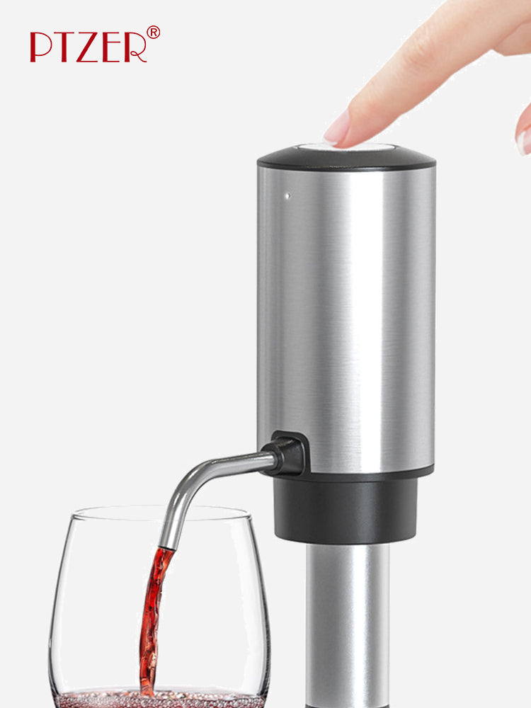 PTZER 電動葡萄酒起泡器和傾倒 Swiftable 快速醒酒器,黑色