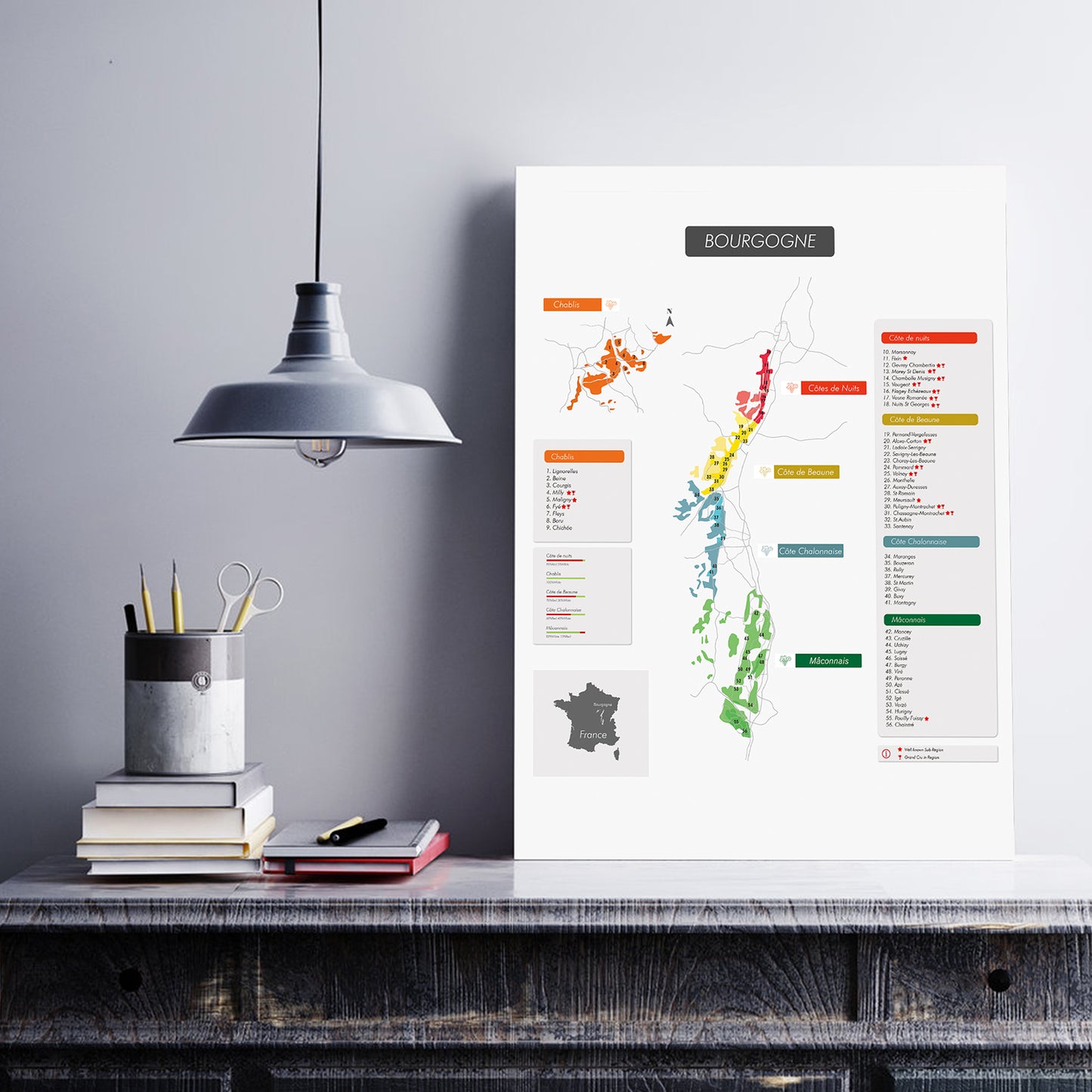 法國勃艮地葡萄酒產區高分辨率(Beaujolais Wine Region Map High-definition)(4000x5000px)