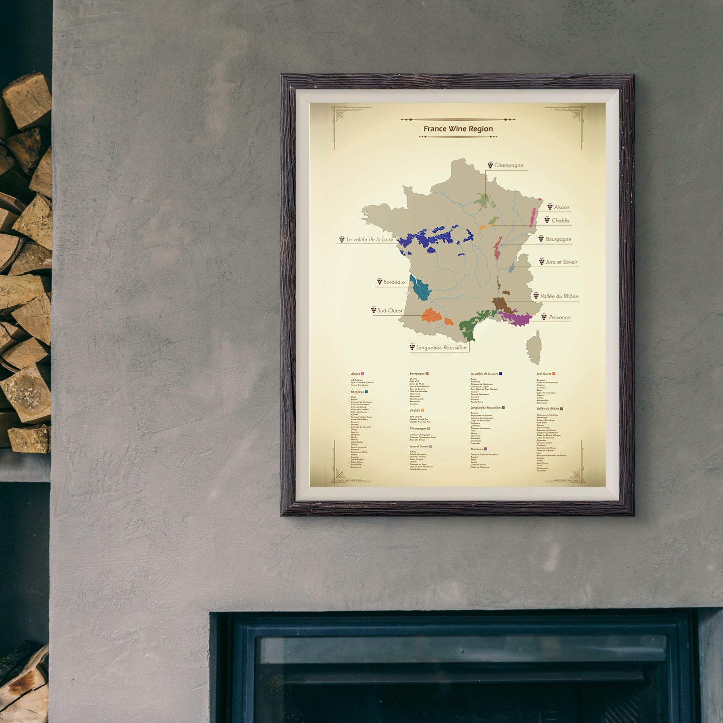 PTZER法國產區高分辨率葡萄酒產區圖(France Wine Region Map High-definition)(2800x4000px)