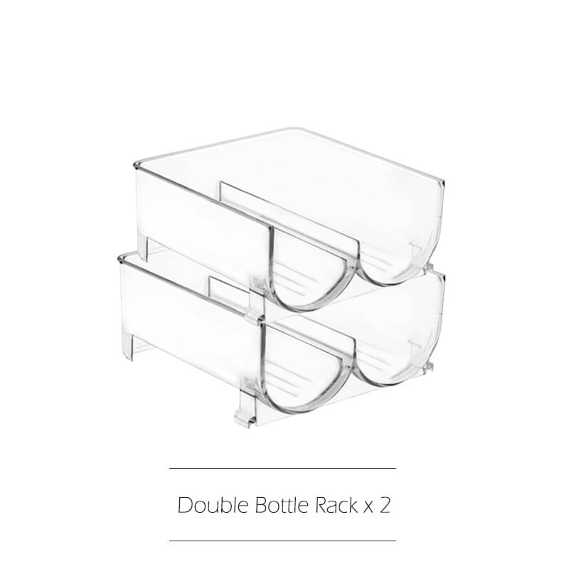 PTZER Clear Free Standing Stackable Two Wine Bottle Rack Storage Holder