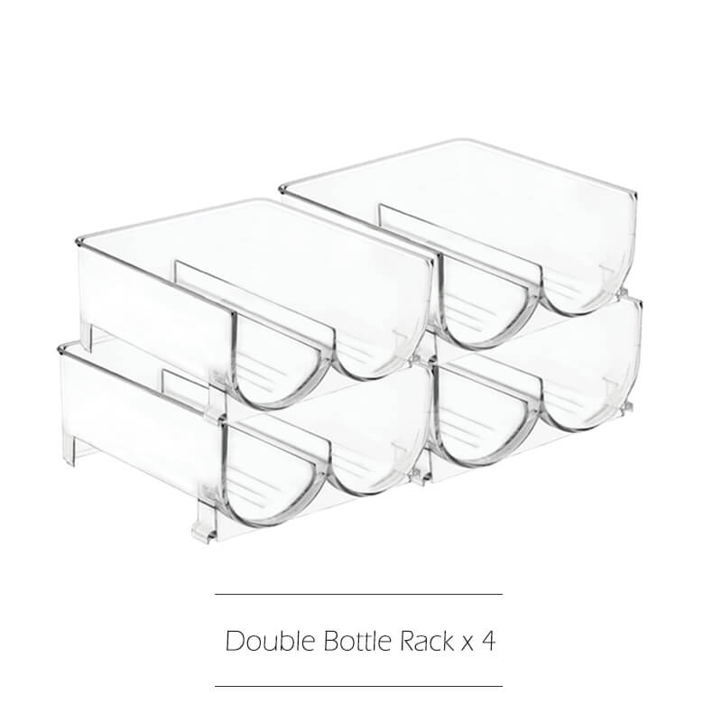 PTZER Clear Free Standing Stackable Two Wine Bottle Rack Storage Holder