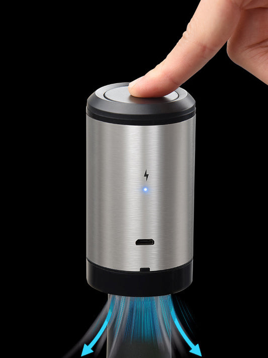 PTZER Mini Rechargeable Wine Electric Bottle Vacuum Stopper and Saver, Stainless Steel & Silicon