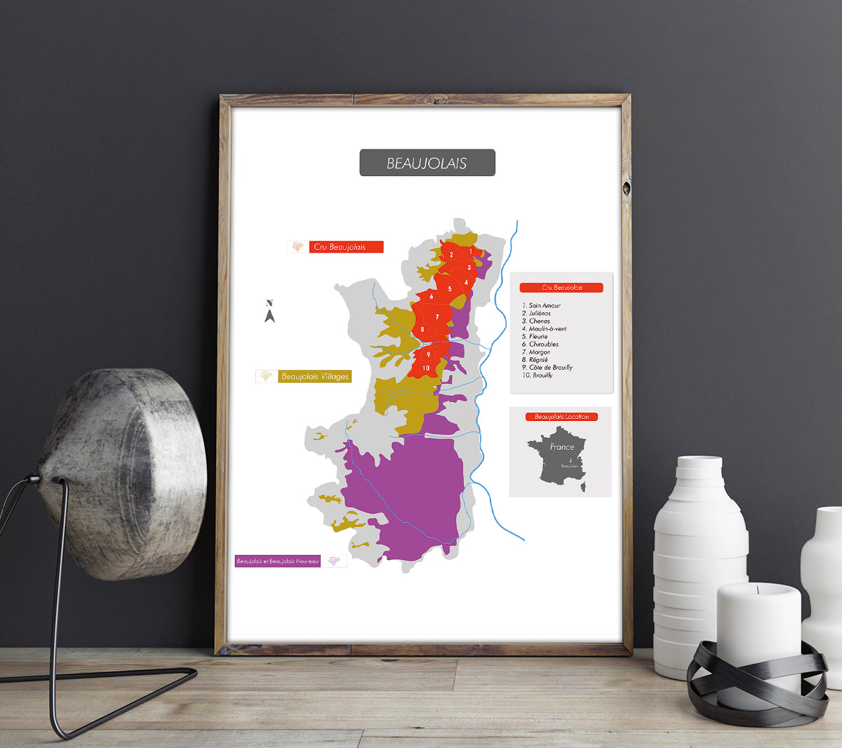 Beaujolais Wine Region Map Extra Large High-definition Picture (4500x6000px)