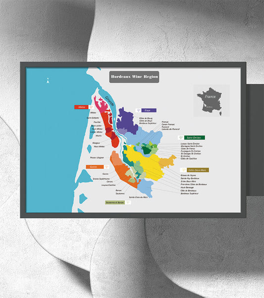 法國波爾多葡萄酒產區高分辨率(Bordeaux Wine Region Map High-definition)(8100x5400px)