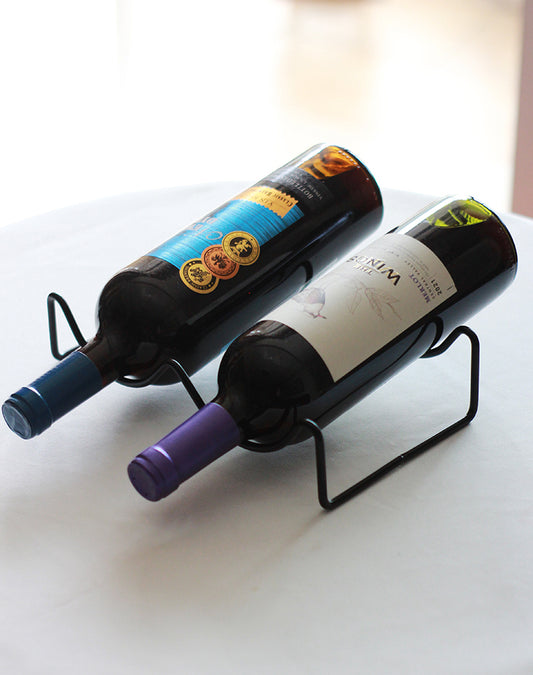 PTZER鐵藝兩瓶紅酒架便攜臥放設計，黑色(Iron Two-Bottle Wine Rack)
