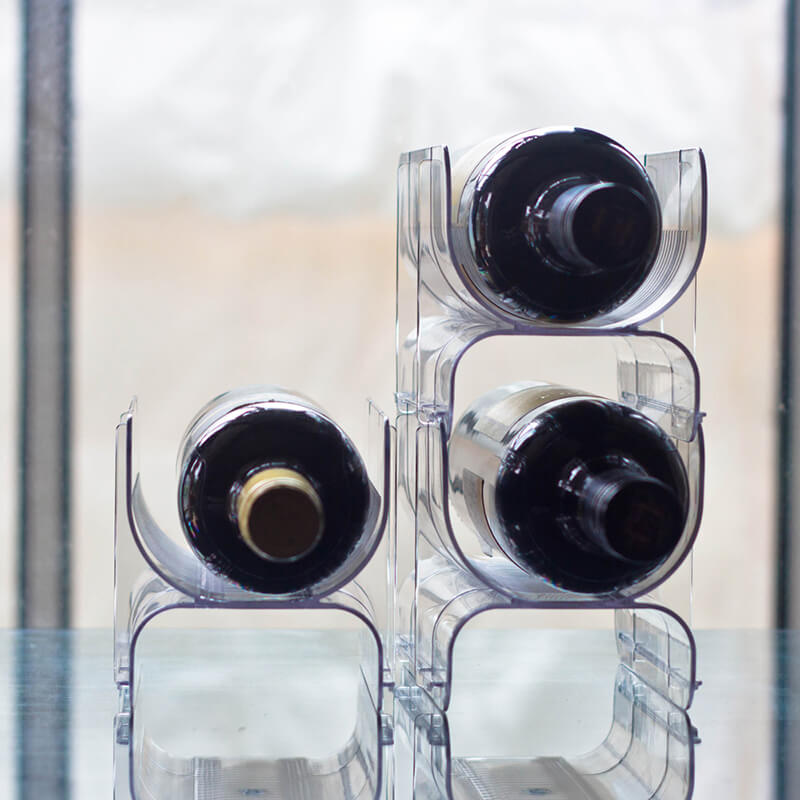 PTZER Stackable and lockable Bottle Rack For Wine or Beverage, Clear