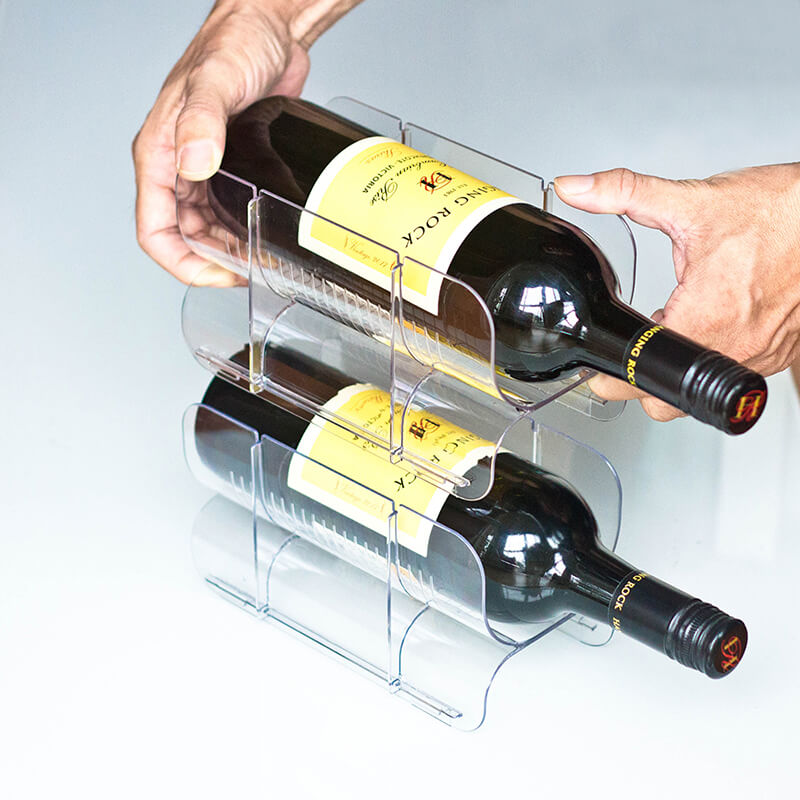 PTZER Stackable and lockable Bottle Rack For Wine or Beverage, Clear
