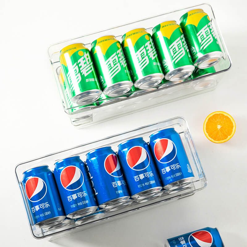 PTZER Bins Can Dispenser Bins 2-layer Automatic Rolling Refrigerator Organizer