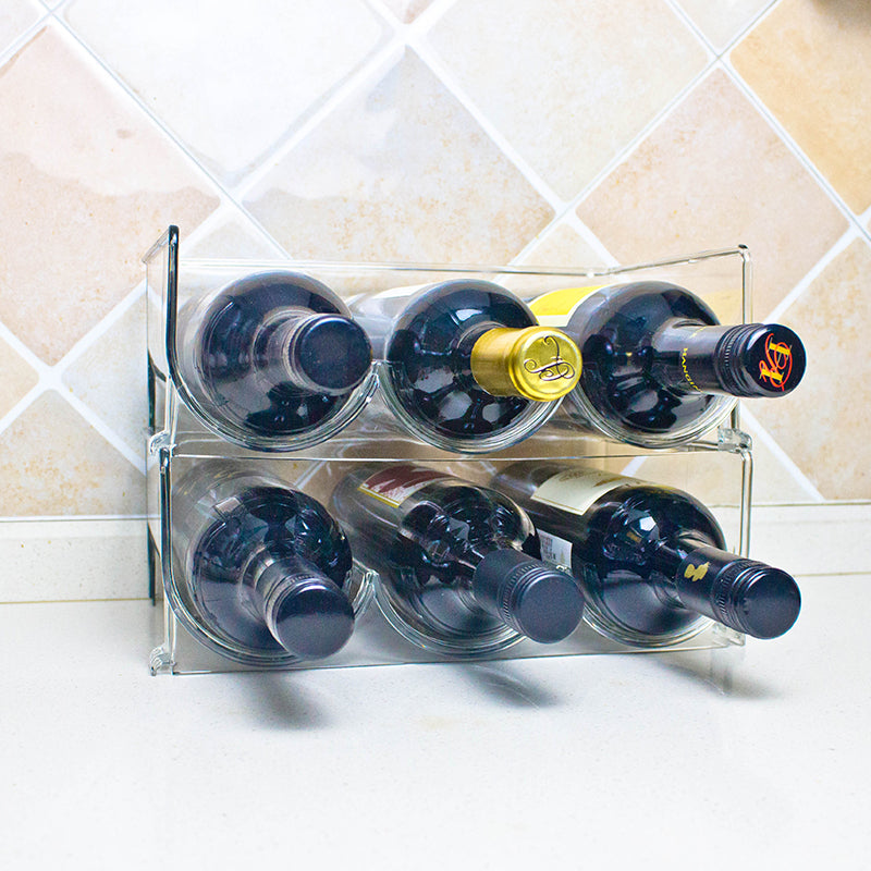 PTZER 透明獨立式可堆疊三酒瓶架儲物架
