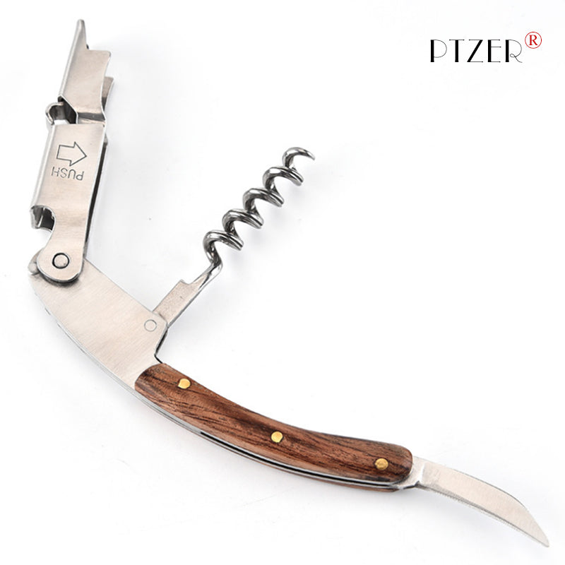 PTZER Waiters Friend Corkscrew Wine Bottle Opener in Wood, 8 different types