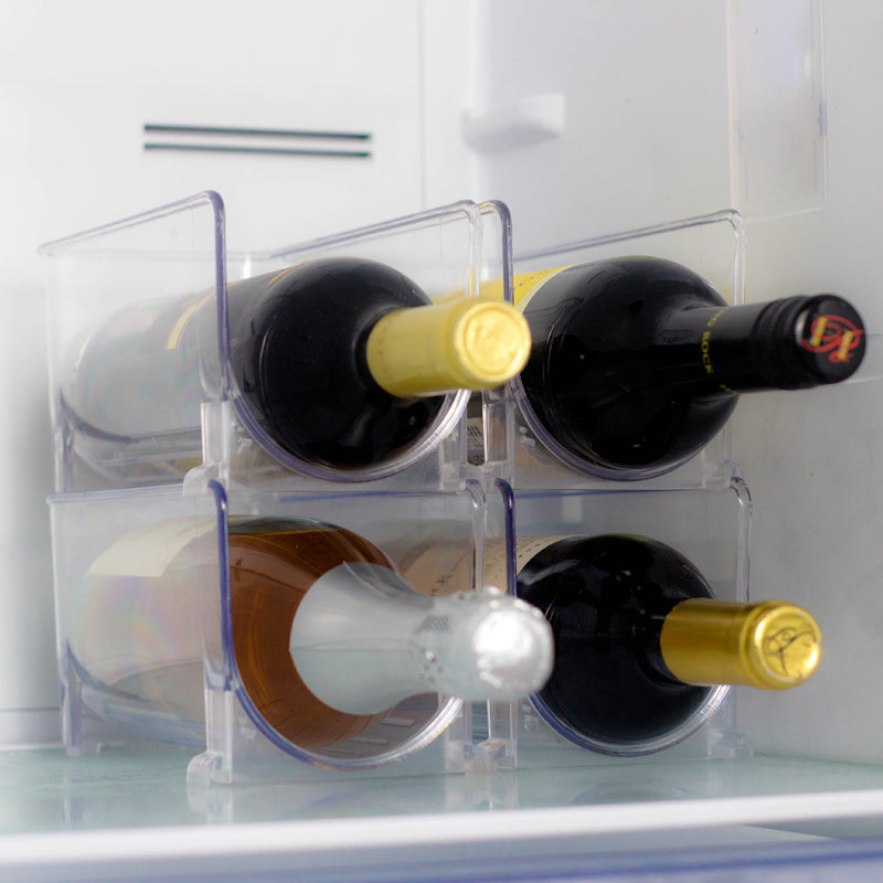 PTZER Stackable Single Wine Bottle Rack Organizer- Two Single Racks in Package